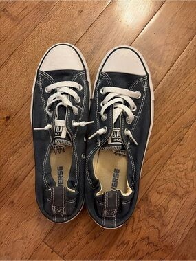 Converse Low Top Canvas Sneakers in Navy and White